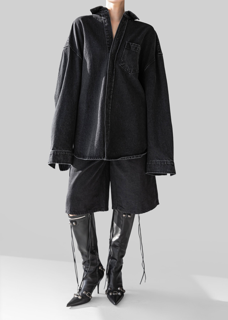 Belvis Oversized Denim Shirt - Black Wash 5