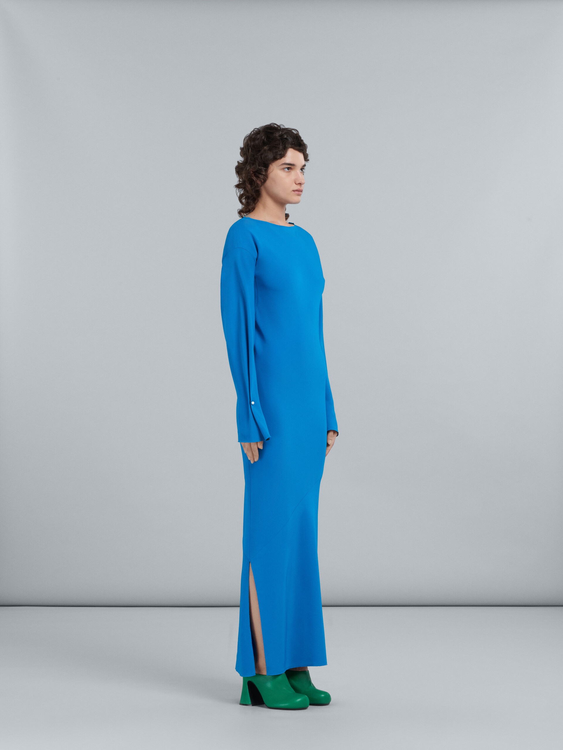 BLUE STRETCH CADY LONG DRESS - 6