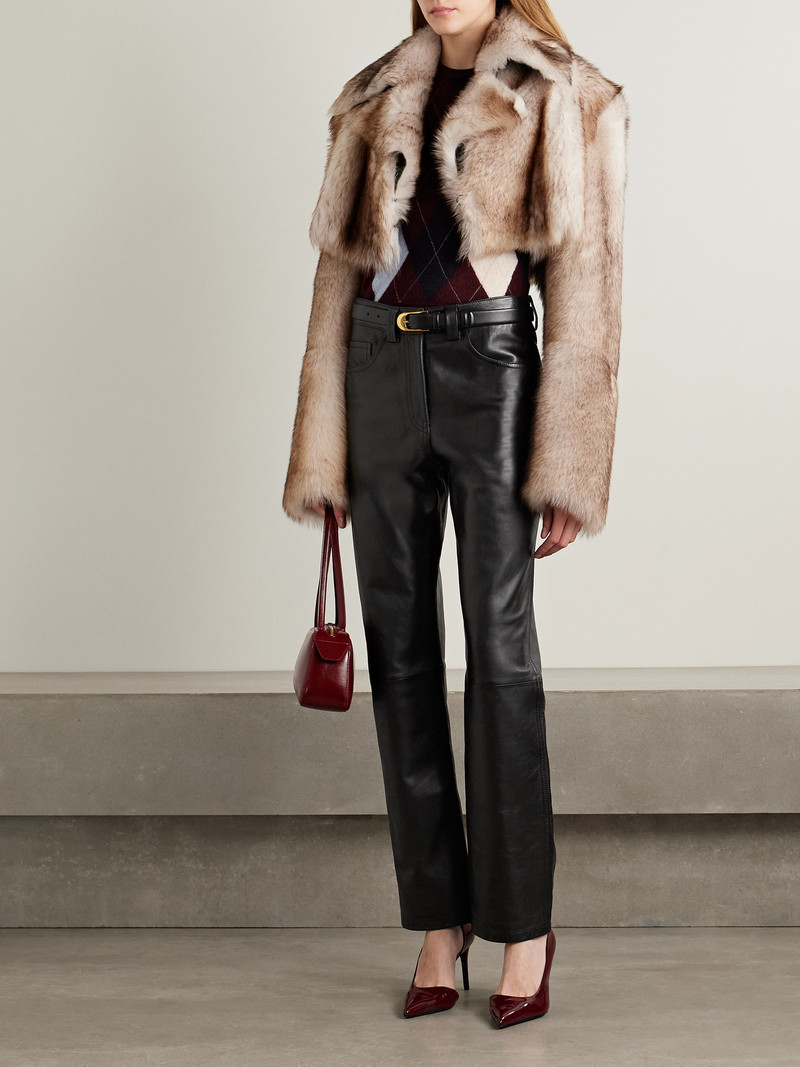 KHAITE Callum Leather Straight-leg Pants outlook