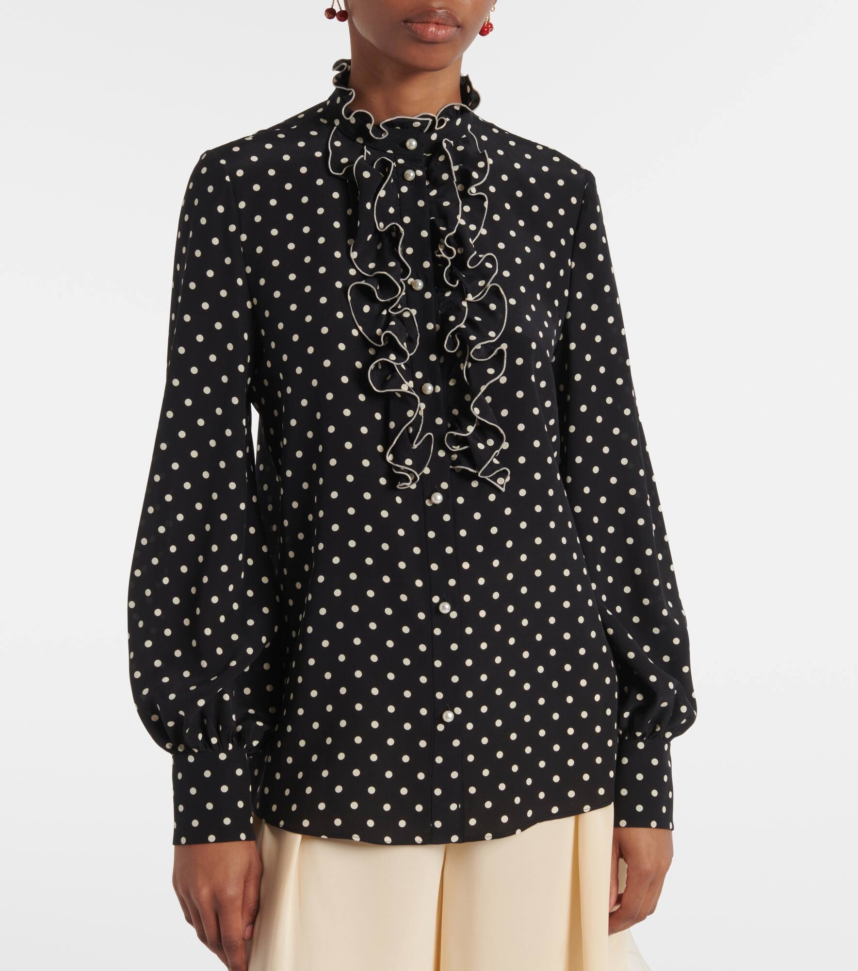 Polka-dot silk crêpe de chine blouse - 6