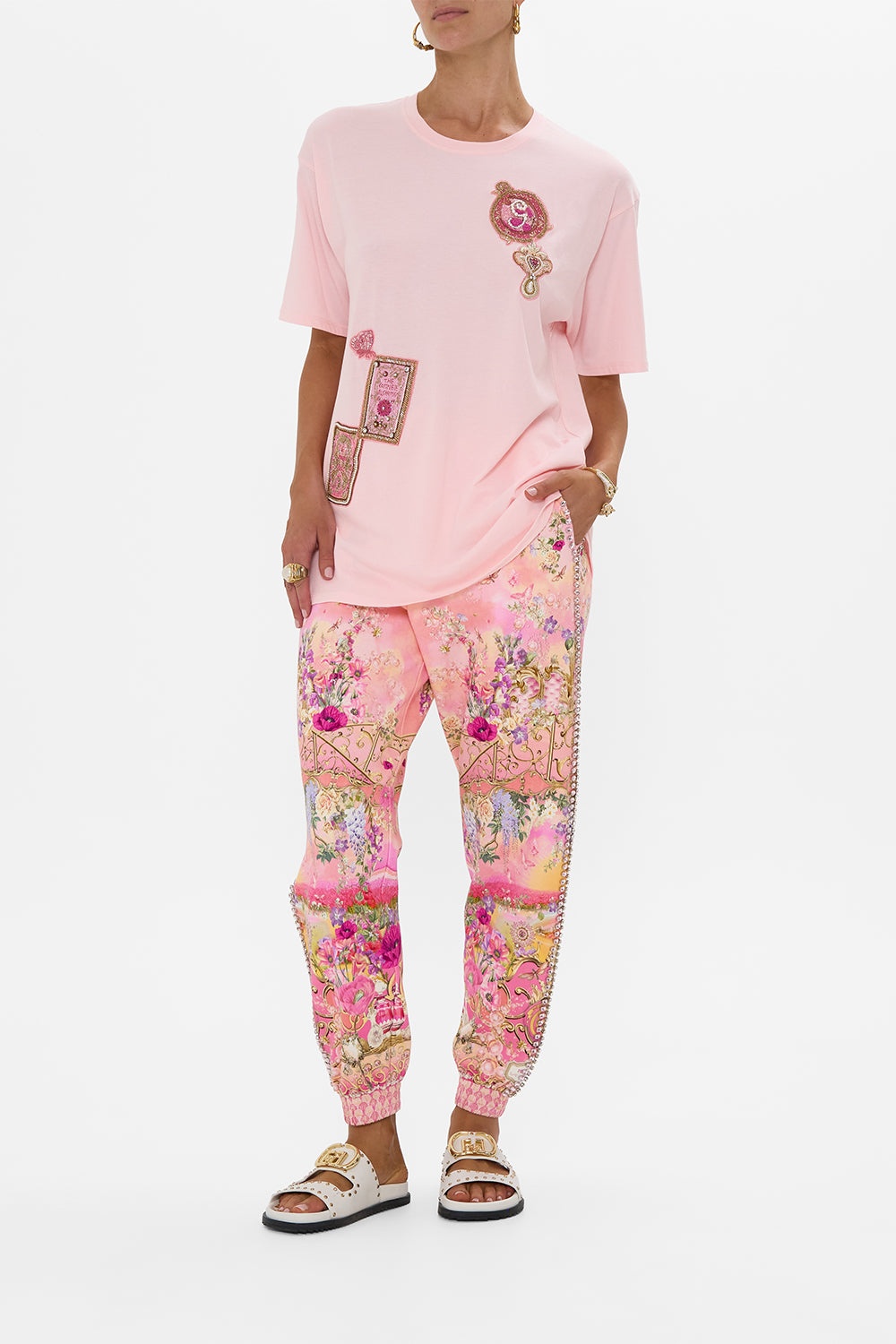 JERSEY TRACK PANT WITH SILK DETAILS - 4