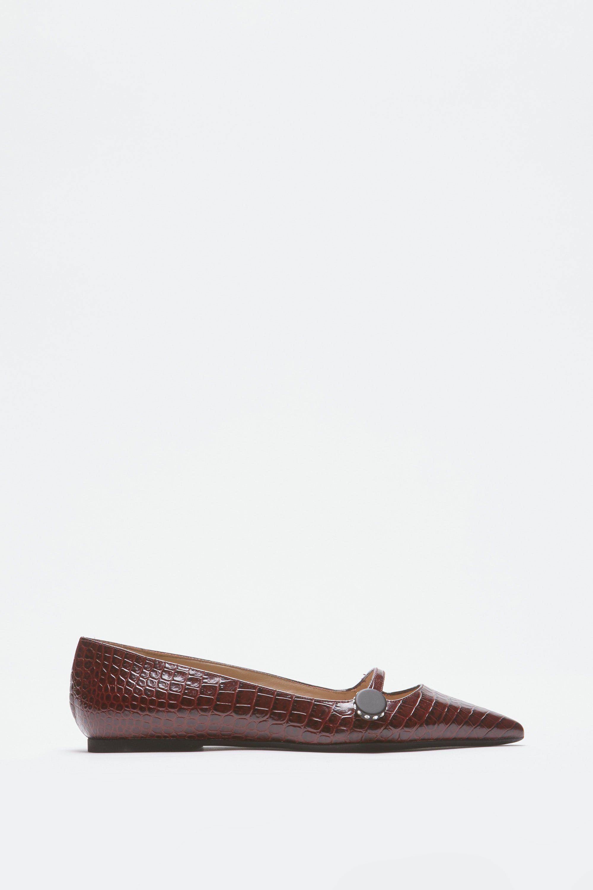 POINTED-TOE BALLERINAS IN CROCODILE PRINT - 3