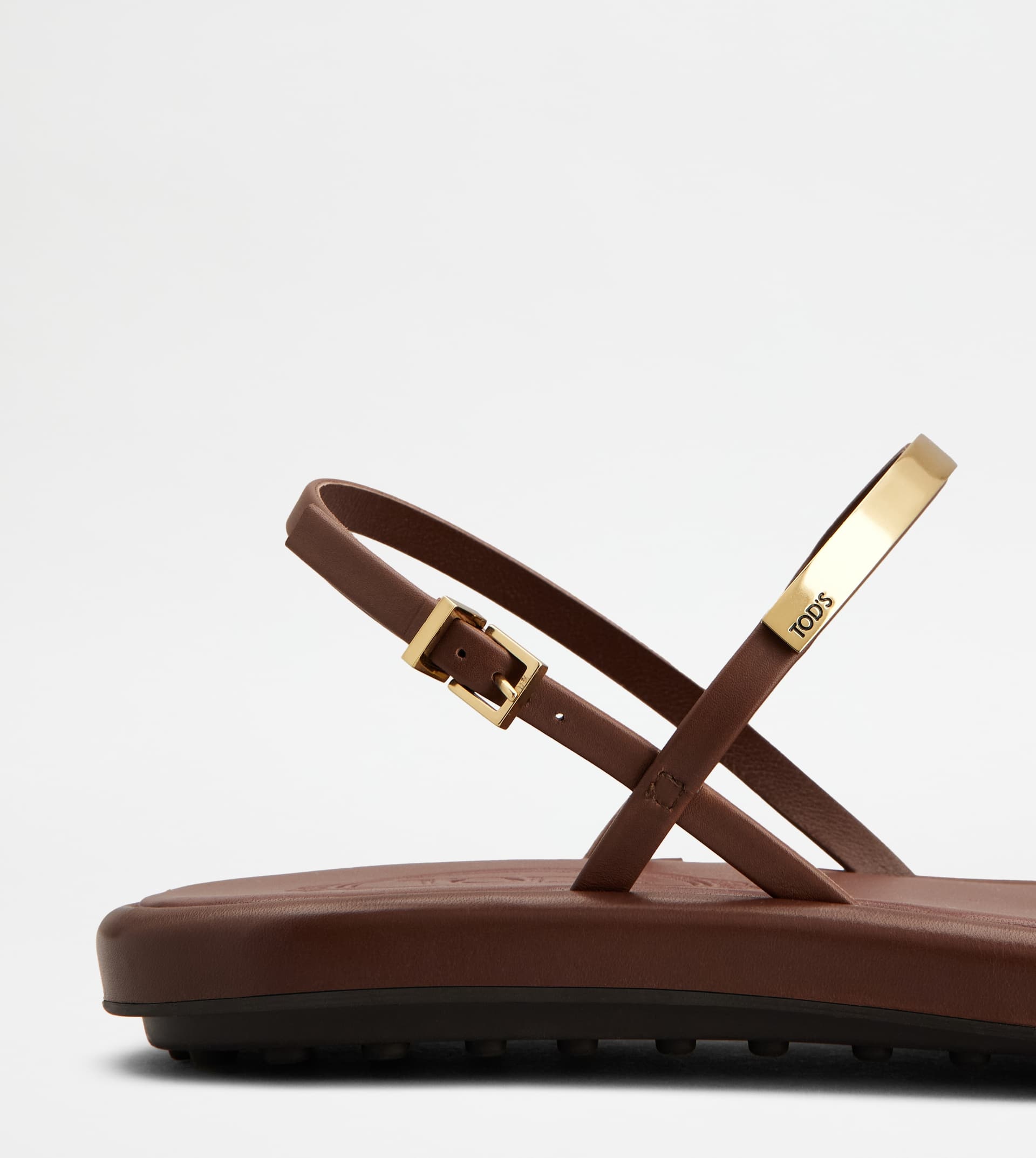 SANDALS IN LEATHER - BROWN - 5