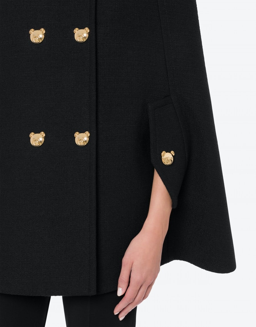 TEDDY BUTTONS BOUCLÉ CAPE - 4