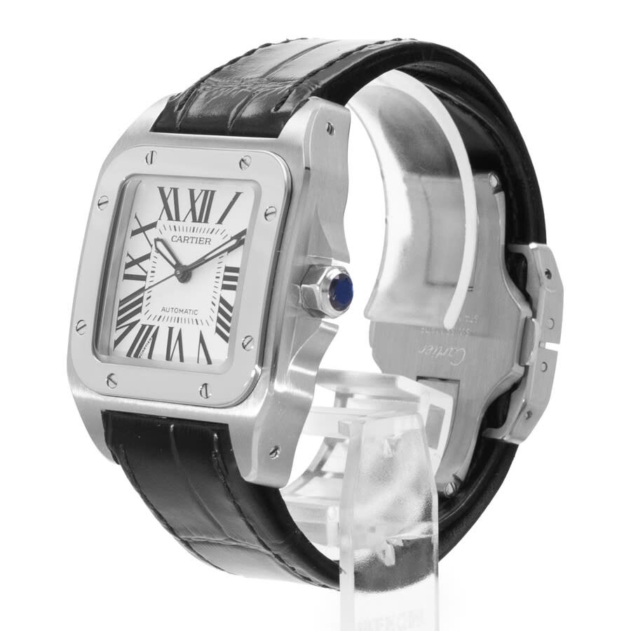 Pre-owned Cartier Santos 100 Automatic Silver Dial Men's Watch W20106X8 - 4