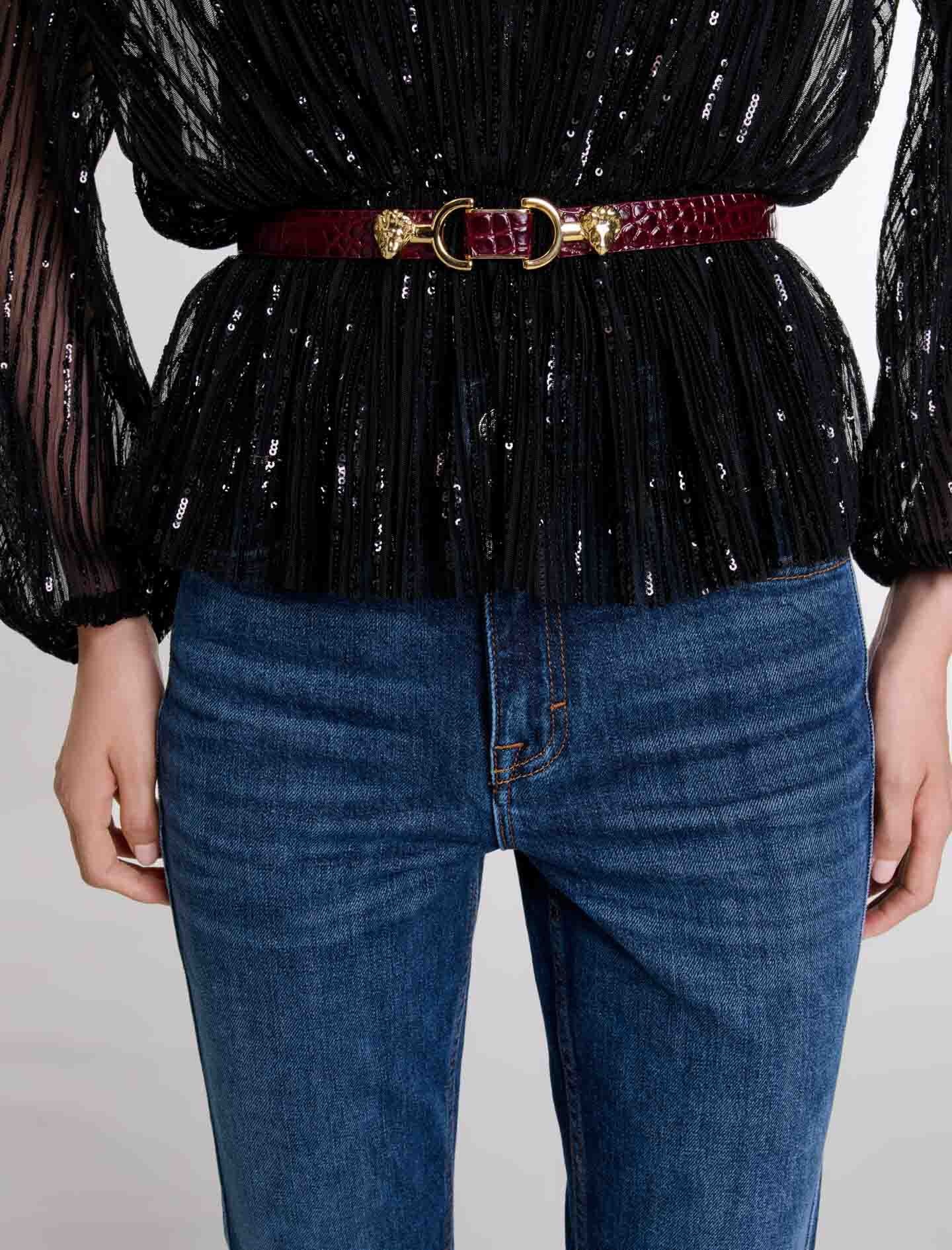 Thin leather belt with lion bit - 7