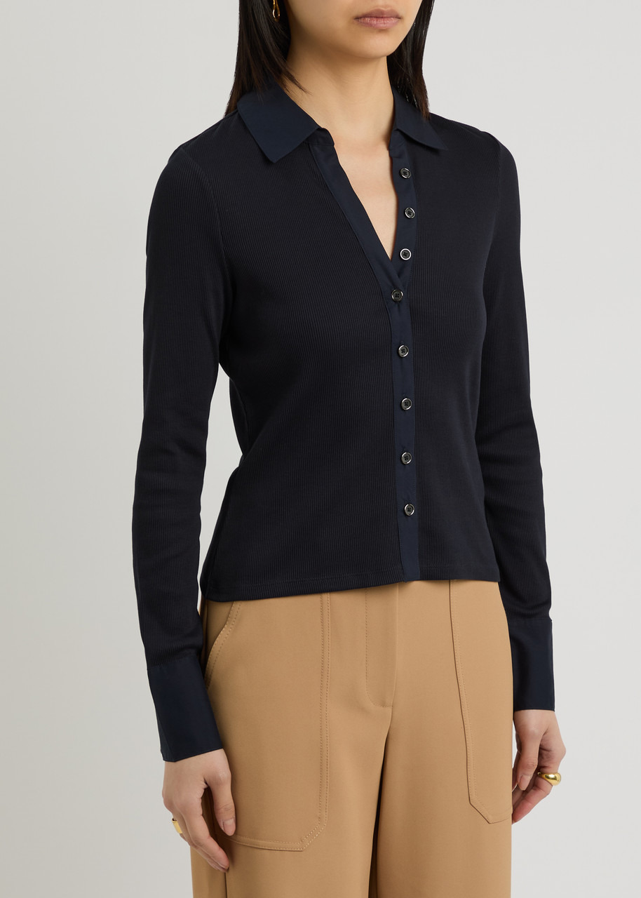 Veronica Beard Scottie Ribbed Stretch-cotton top - 2