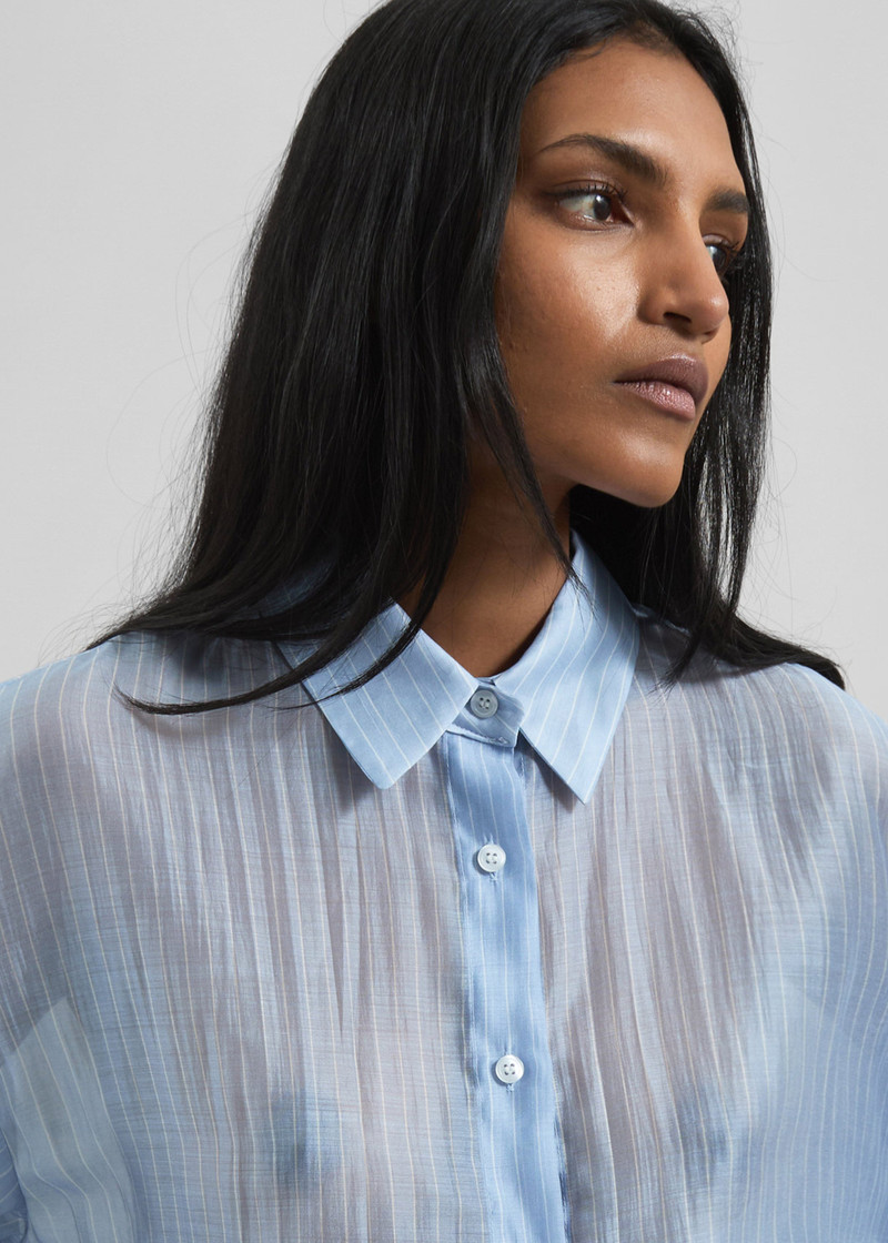 Kesin Open Back Shirt - Blue/White Stripe 6