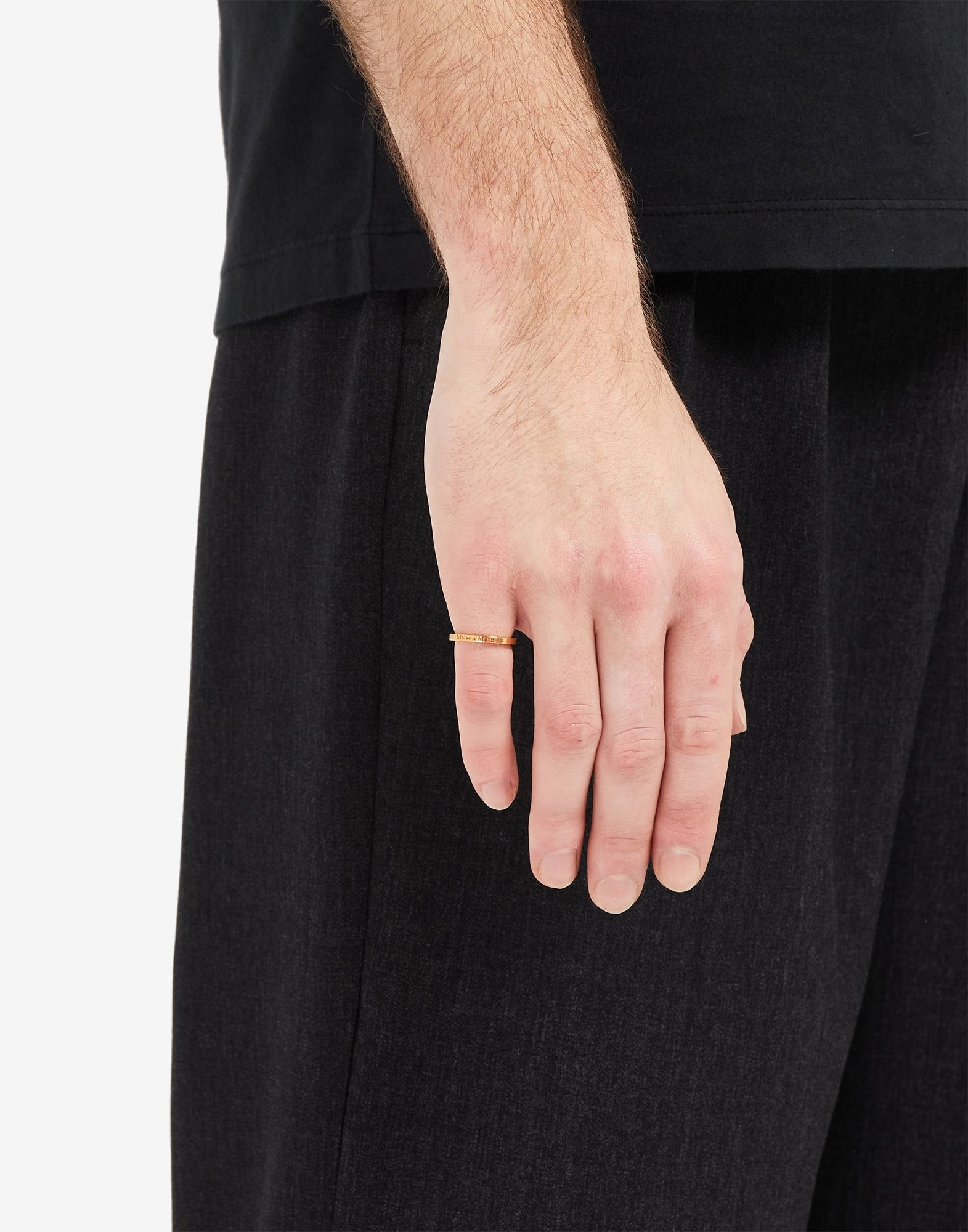 Logo engraved slim gold-plated ring - 4