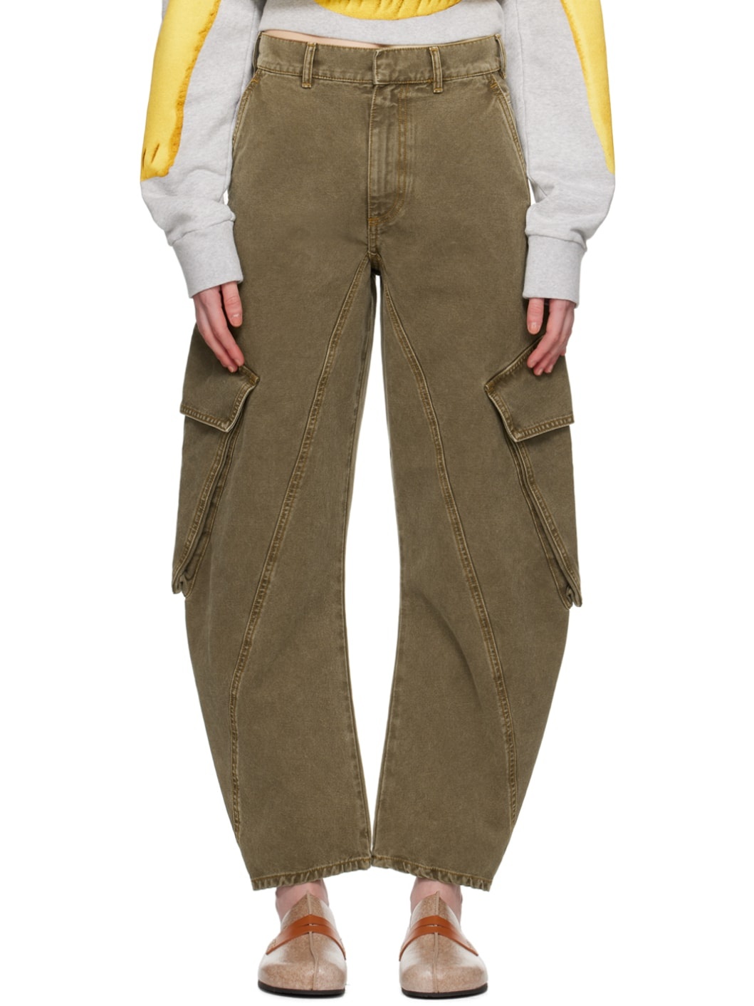 Khaki Twisted Trousers - 1