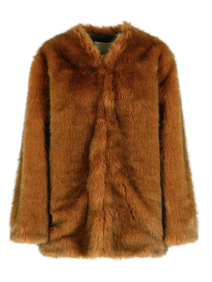 Isabel Marant 'Aglae' Brown Polyester Faux Fur Coat - 1