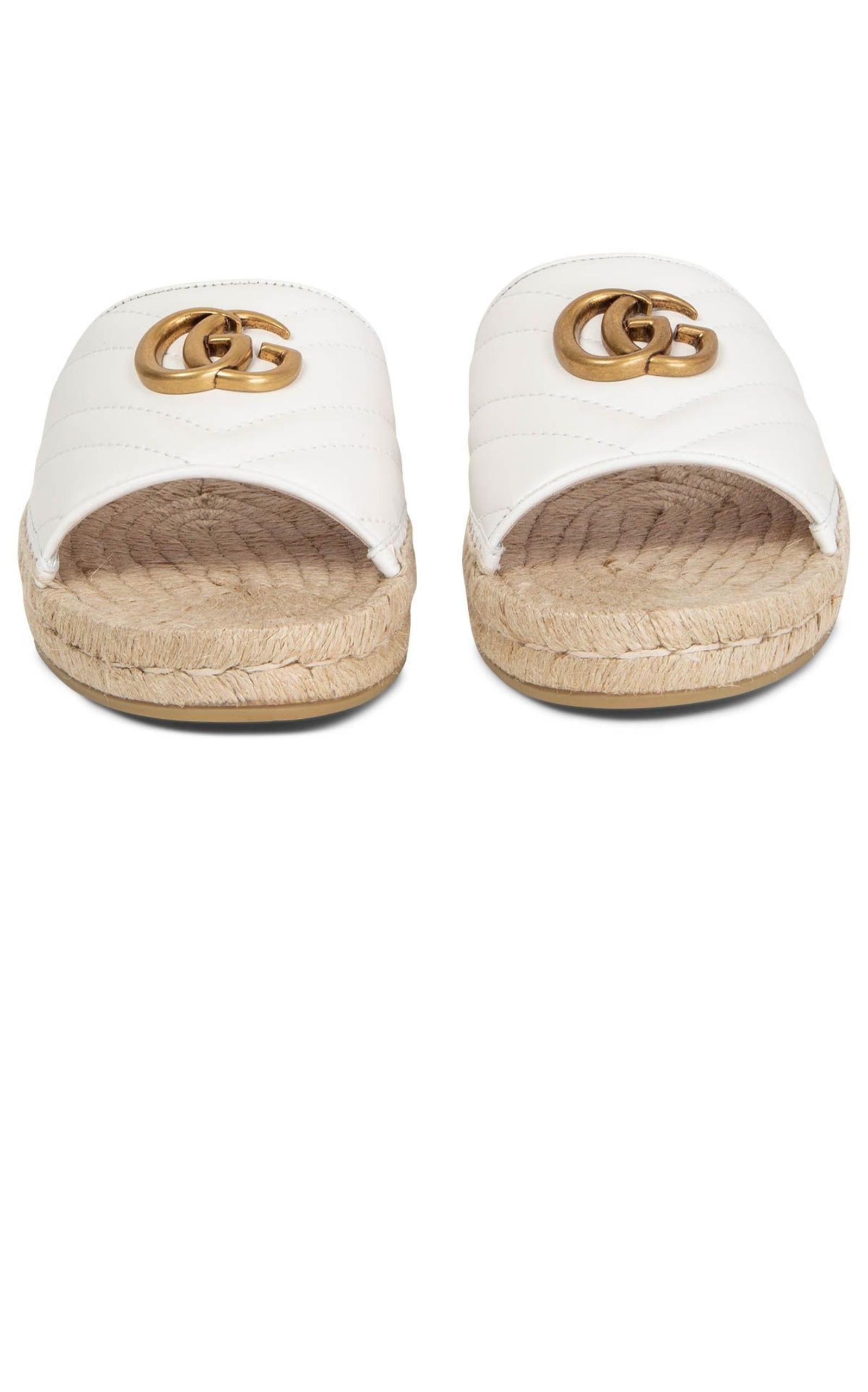 Gg Logo Quilted Leather Espadrilles - 5