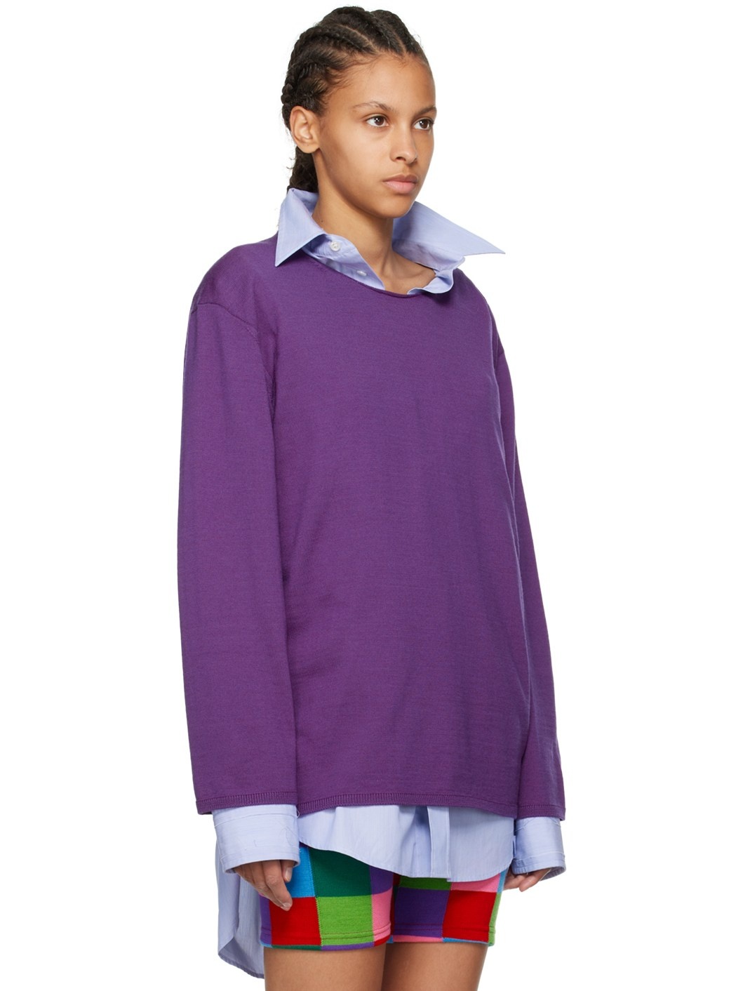 Purple Dropped Shoulder Sweater - 4