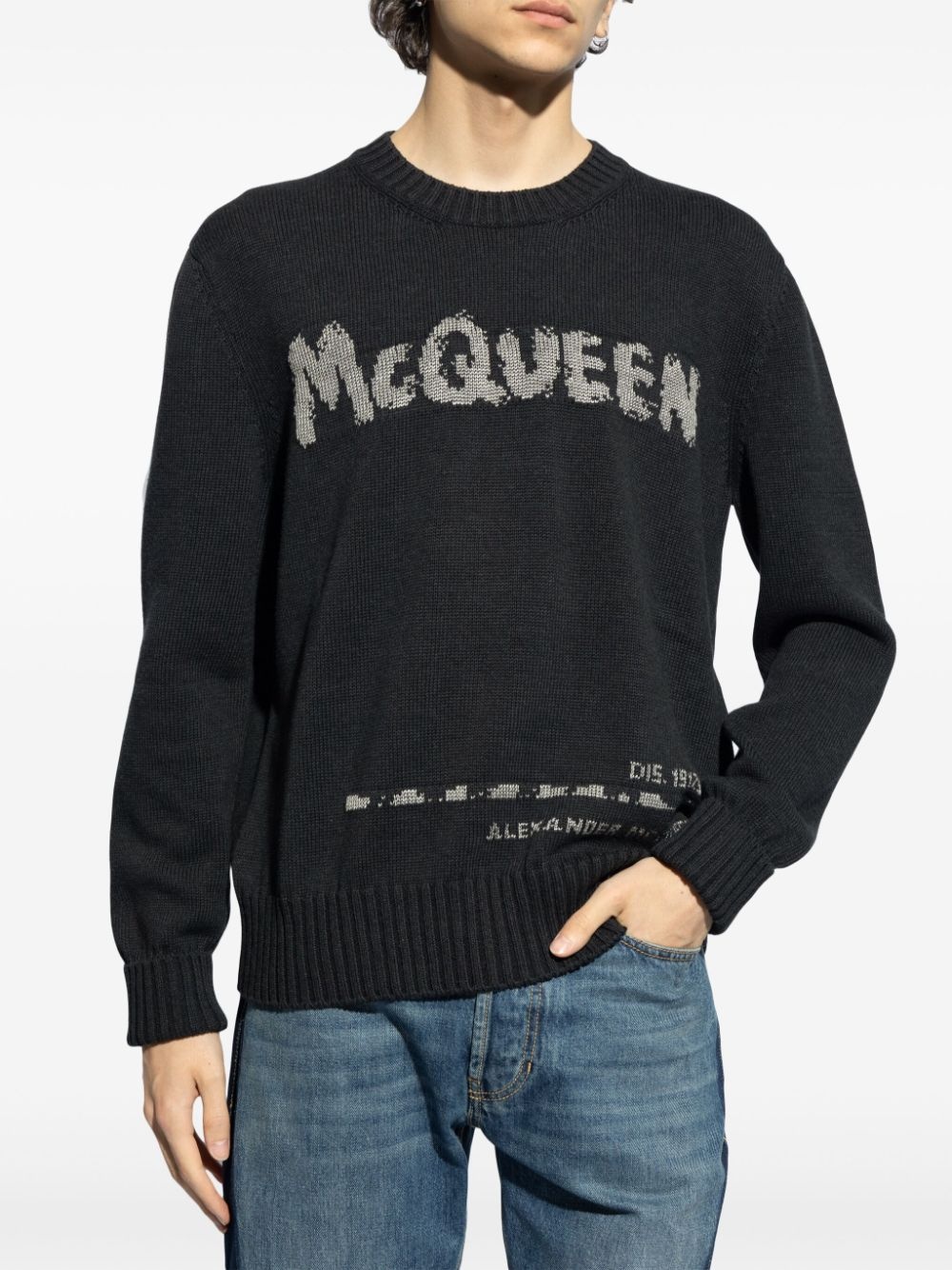 logo-intarsia crew-neck jumper - 3