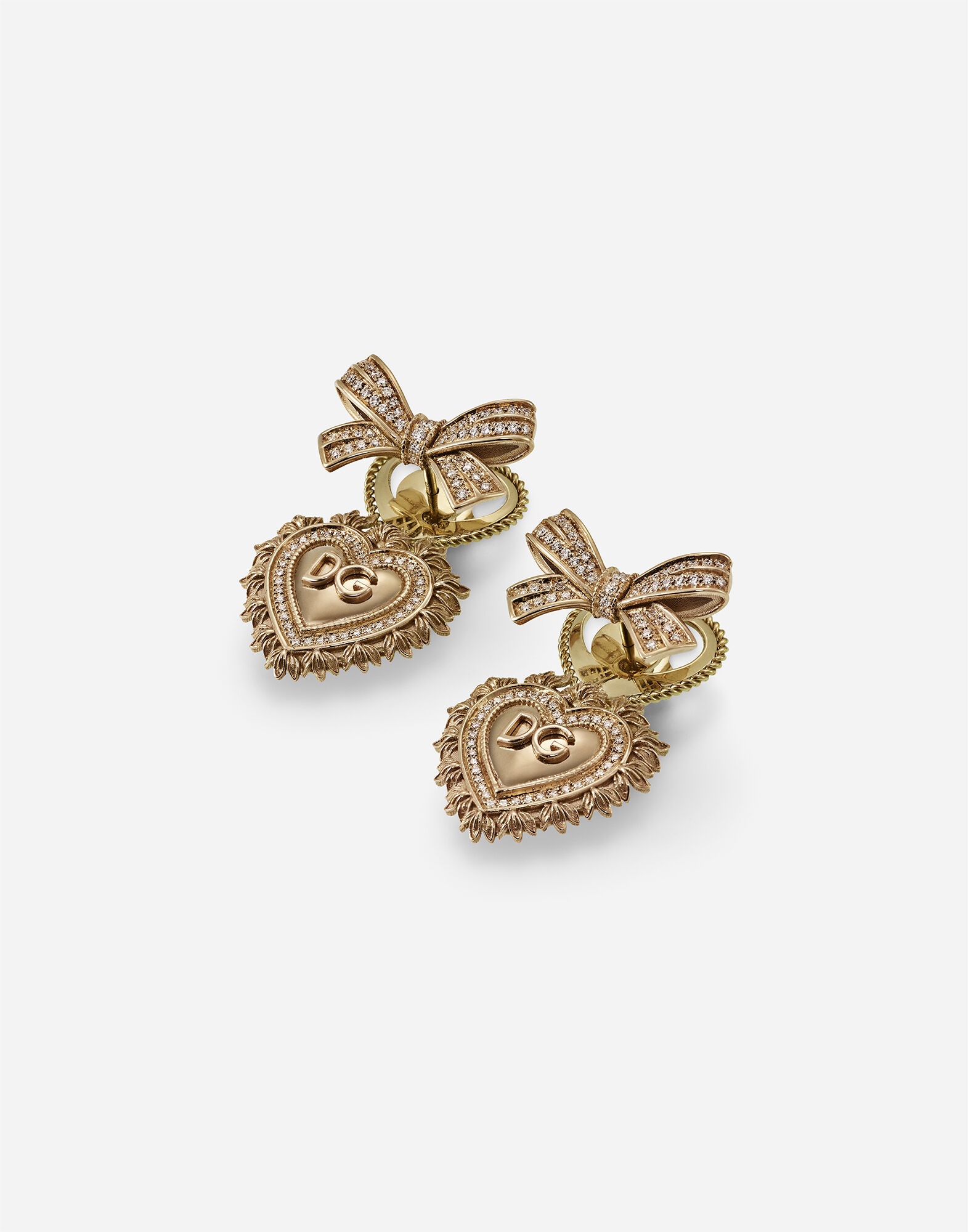 Devotion earrings in yellow gold with diamonds - 2