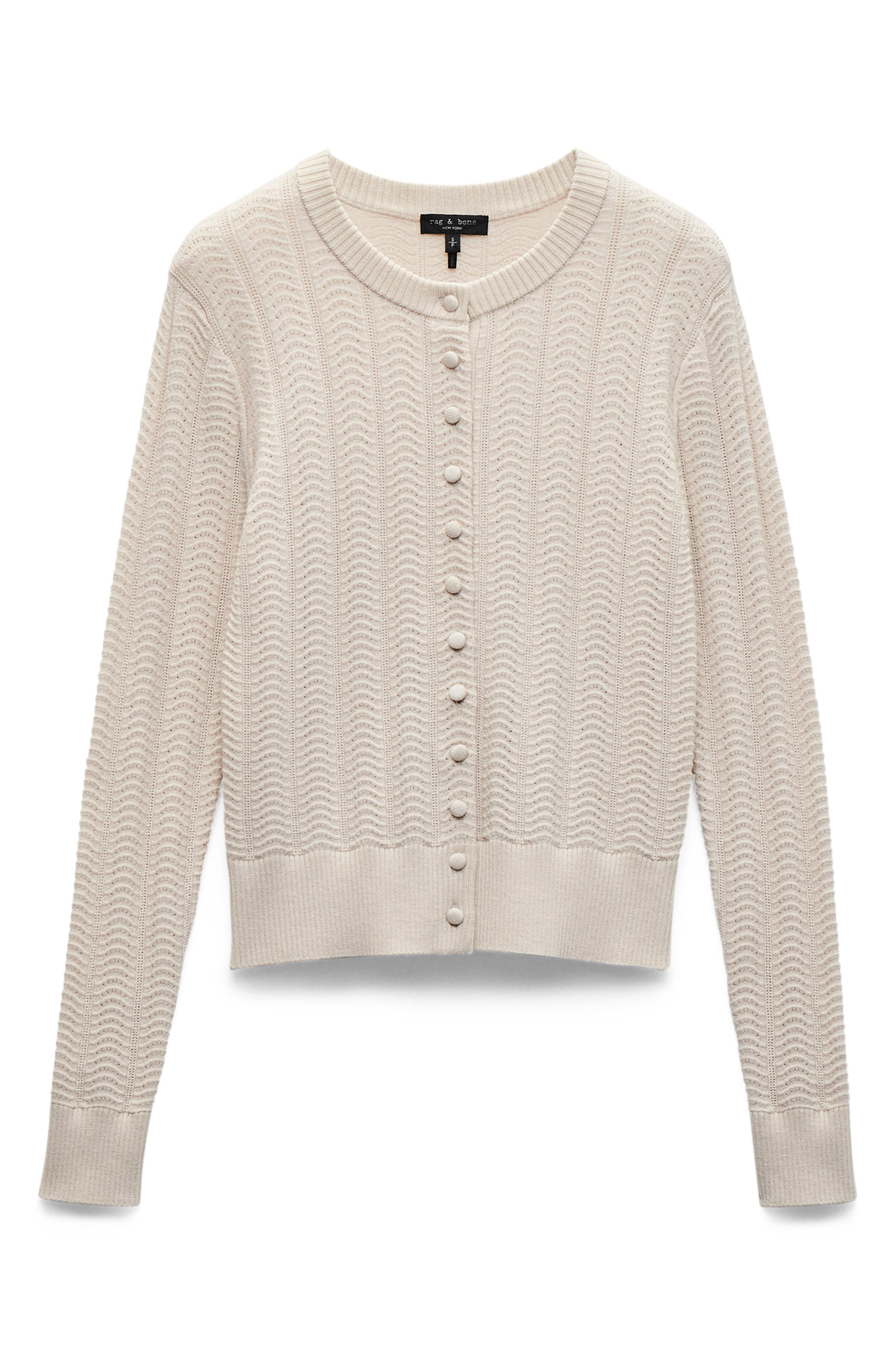 rag & bone Francesca Wool Blend Cardigan in Oatmeal at Nordstrom - 4