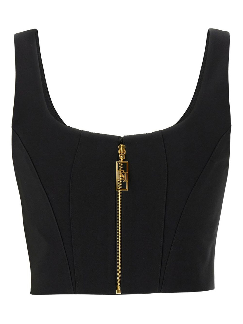 ELISABETTA FRANCHI sweetheart-neckline zip-front top outlook