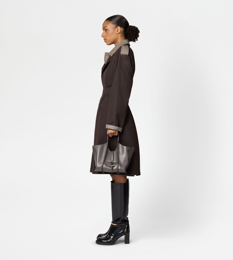 T TIMELESS SHOPPING BAG IN LEATHER MINI - GREY 7