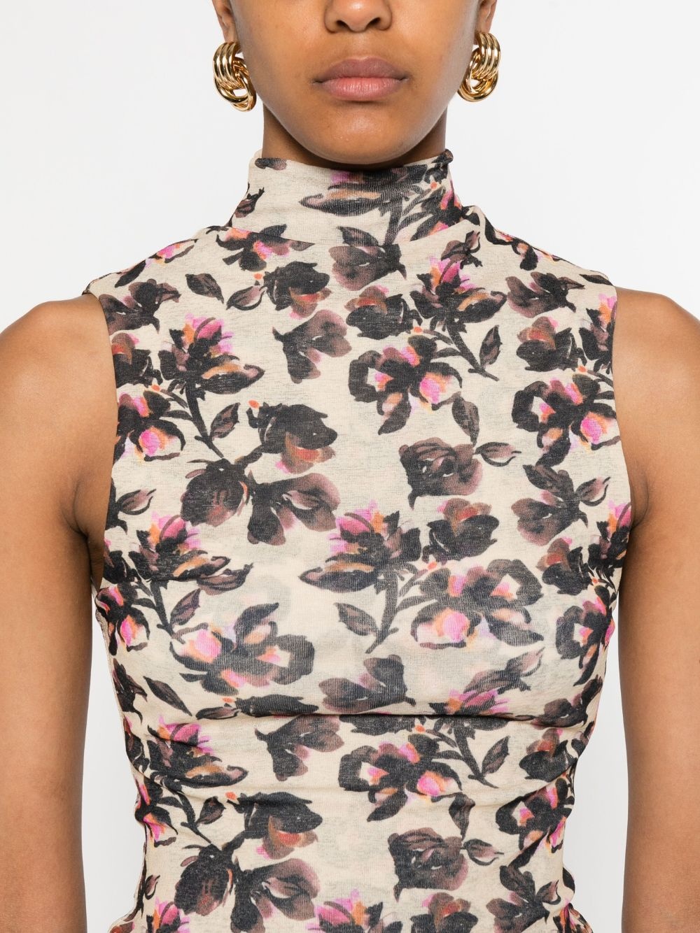 floral-print turtleneck top - 5