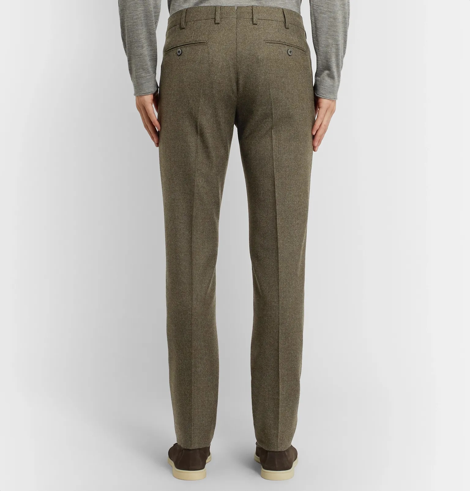 Grey Slim-Fit Puppytooth Wool and Cashmere-Blend Trousers - 11