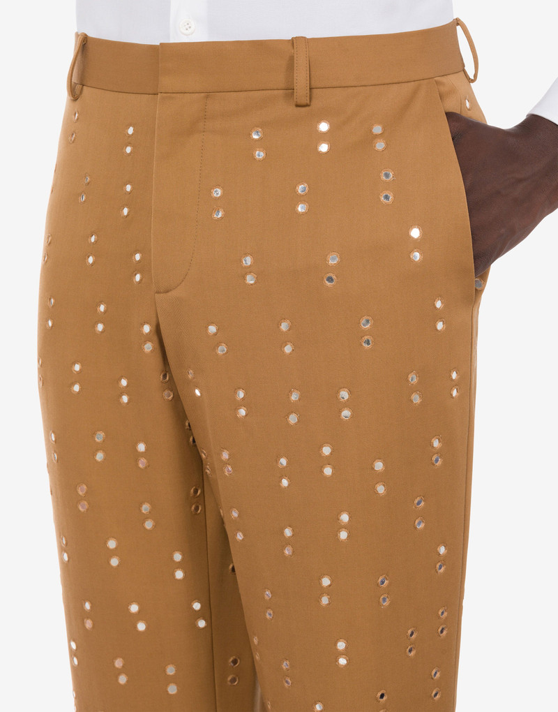 EMBROIDERED MIRRORS GABARDINE TROUSERS 4