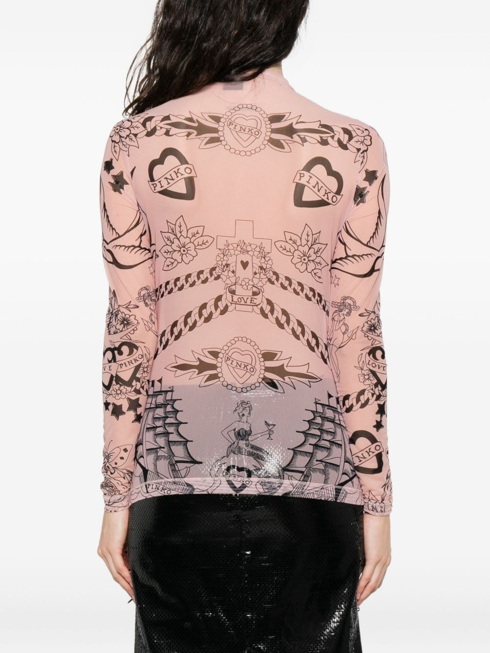 graphic-print mesh top - 4