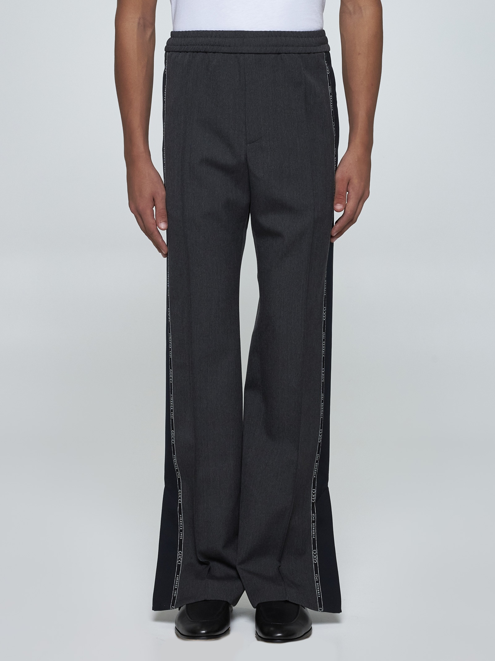 Logo-tape wool trousers - 3