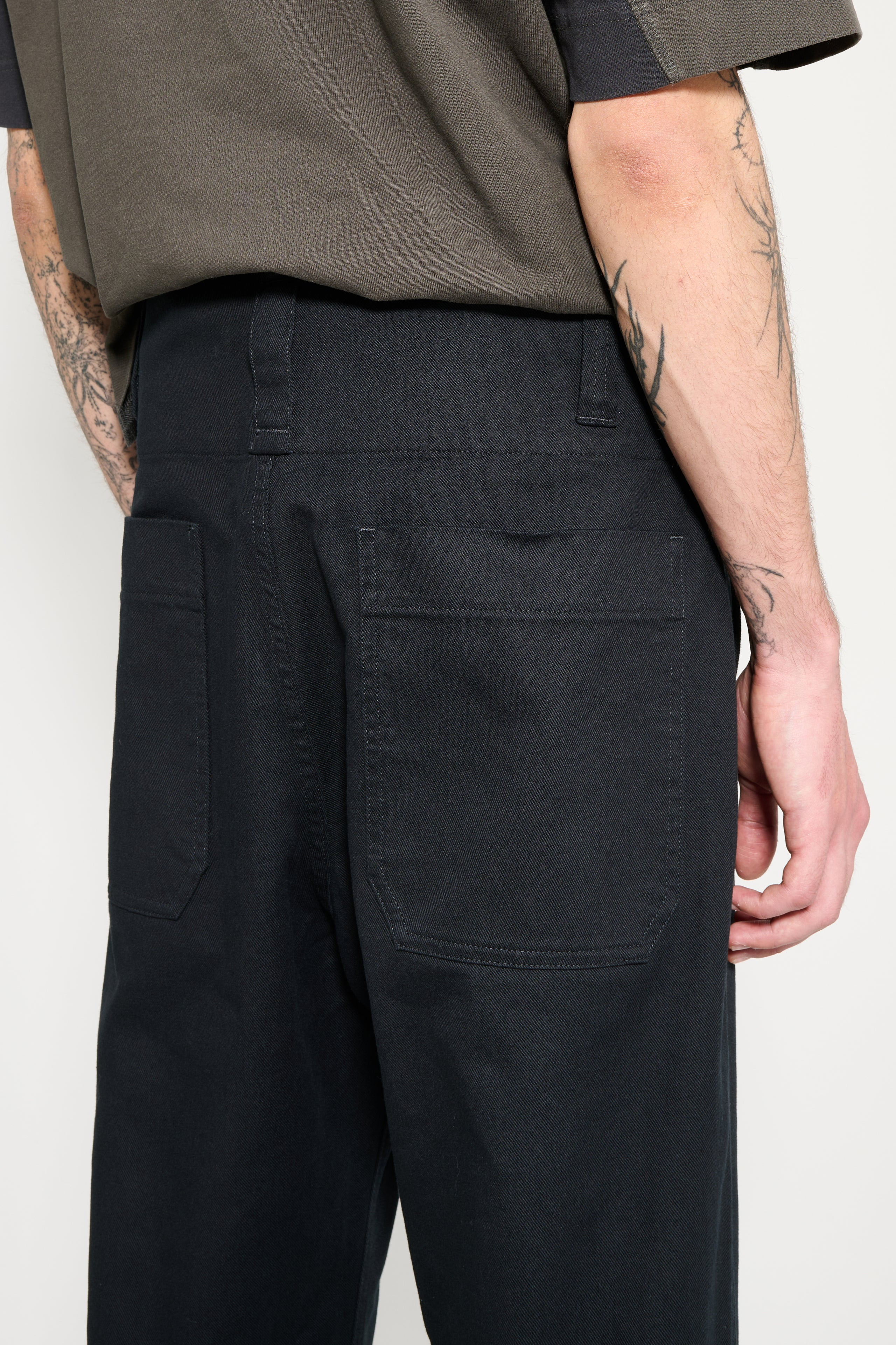 MARGARET HOWELL MHL DROPPED LOOP TROUSER SOFT COTTON DRILL DARK INK - 4