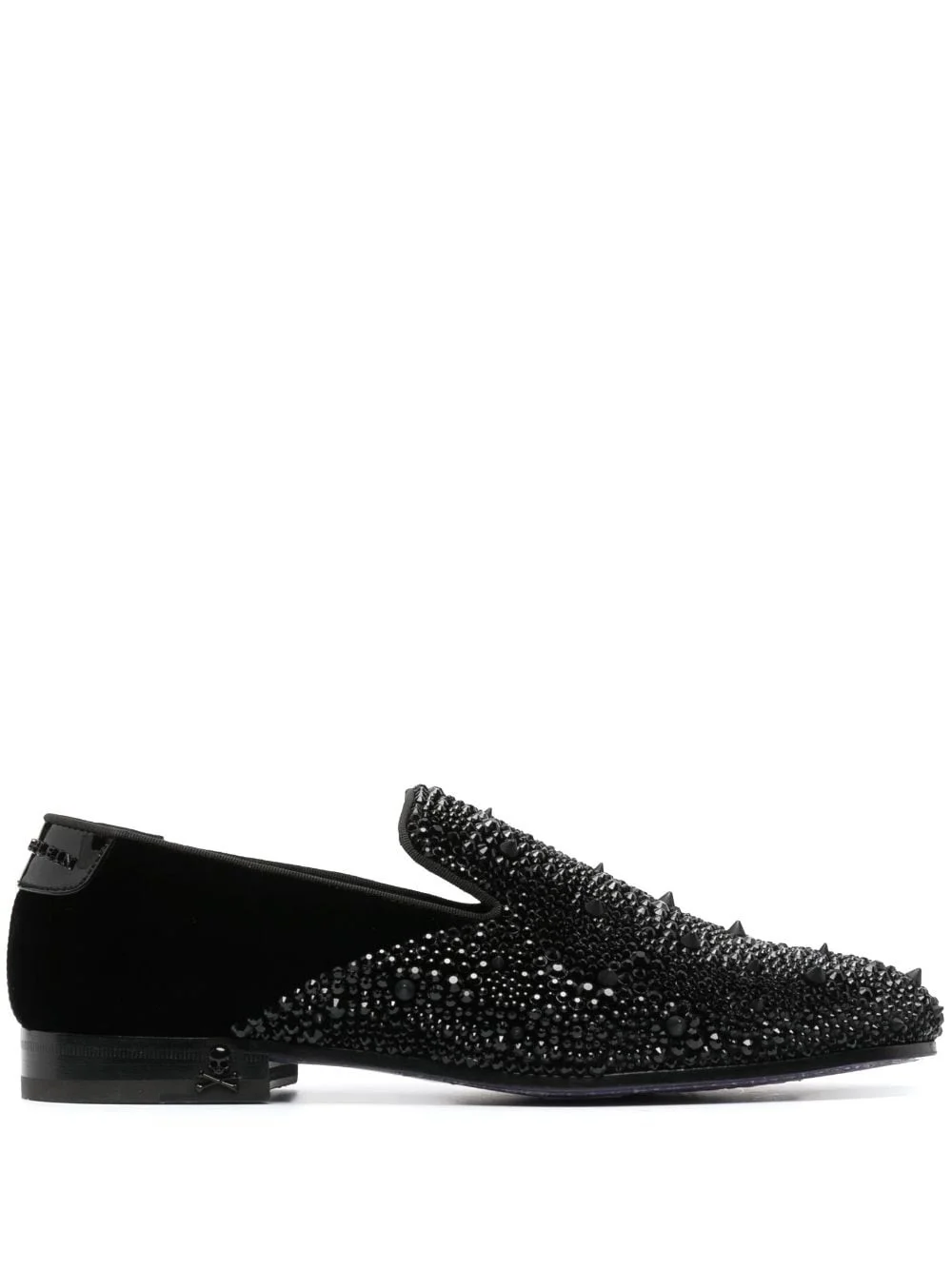 rhinestone-embellished velvet loafers - 1