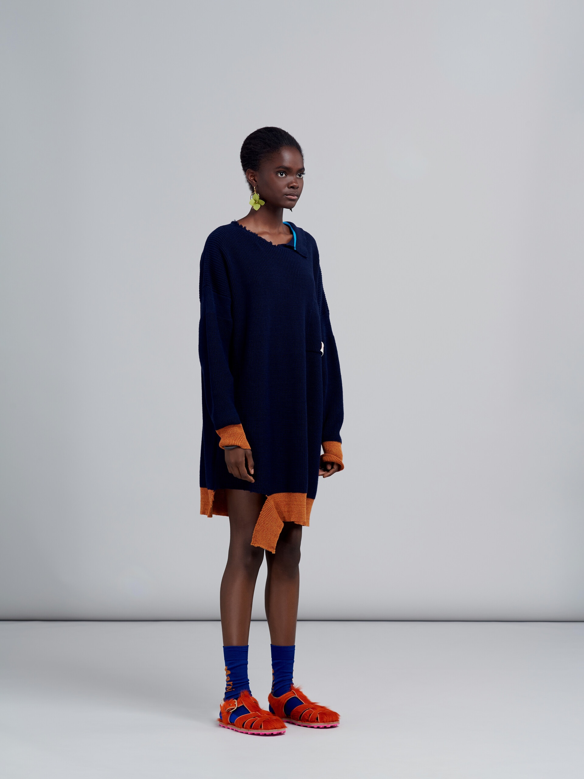 RIBBED BIO COTTON AND WOOL KNIT DRESS - 6