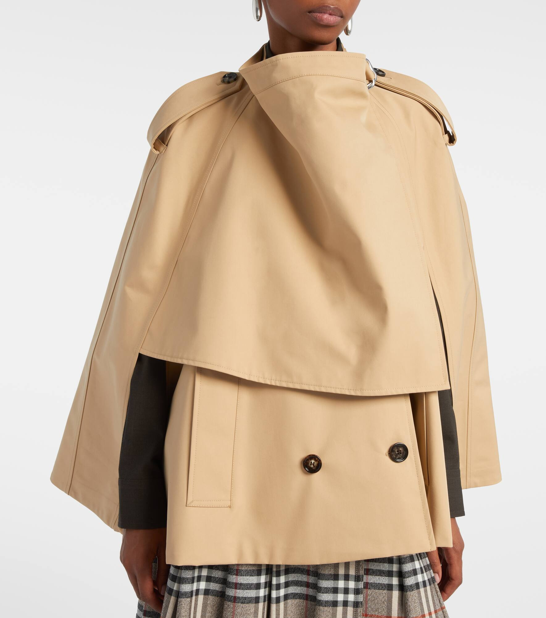 Double-breasted cotton cape - 6