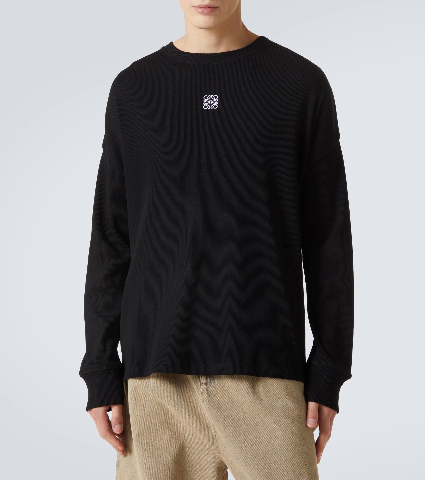 Anagram ribbed-knit cotton T-shirt - 3