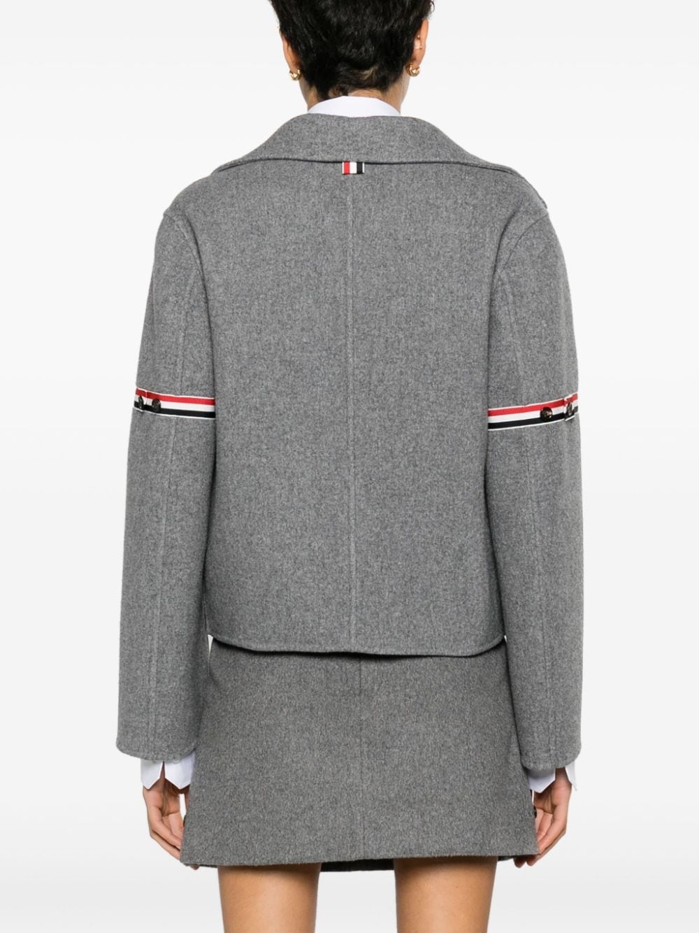 grosgrain-stripe brushed jacket - 4
