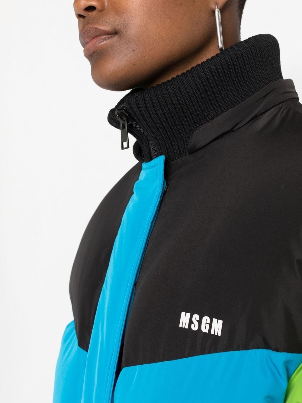 colour-block padded coat - 5