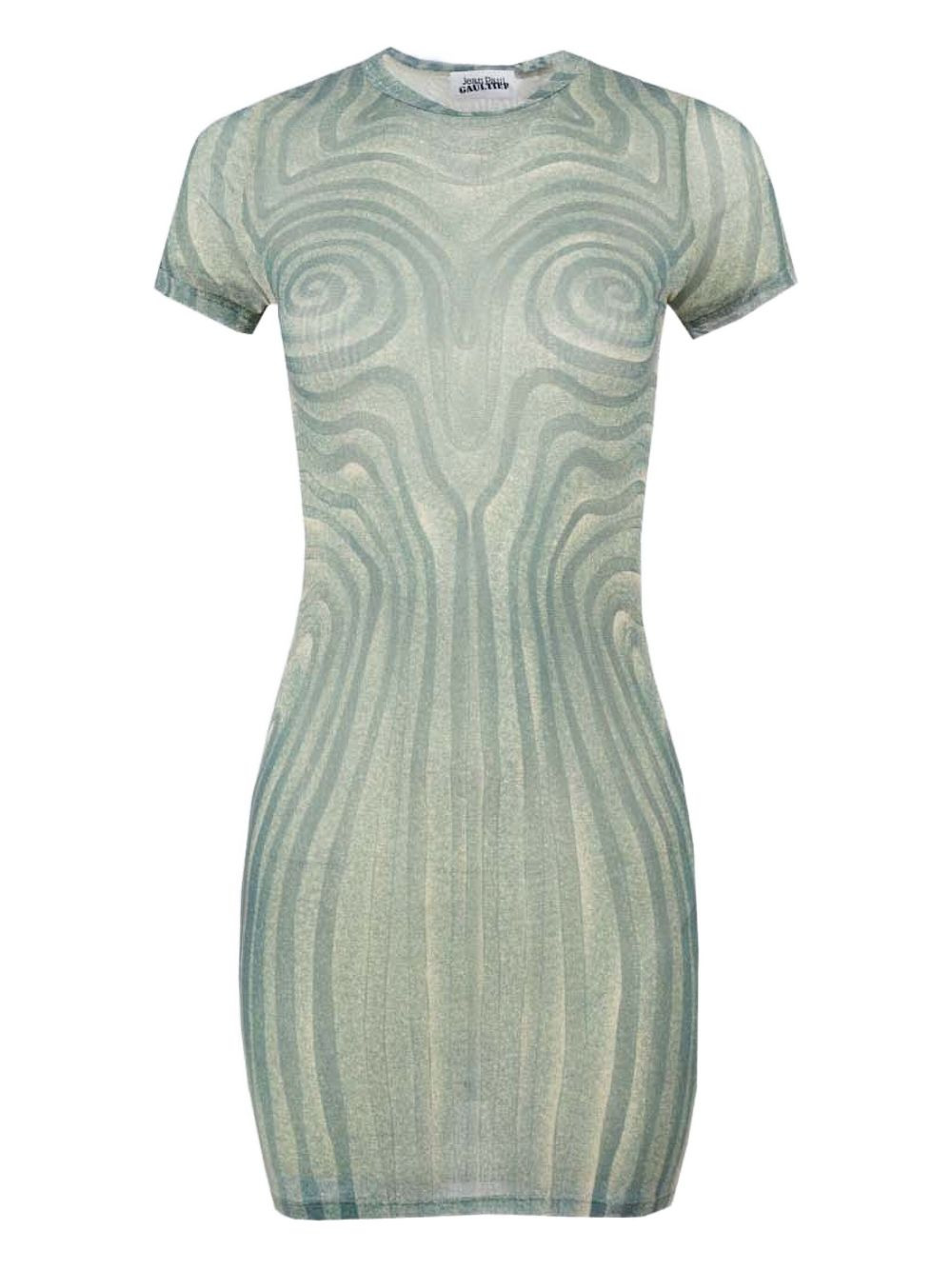 spiral-print mesh dress - 1