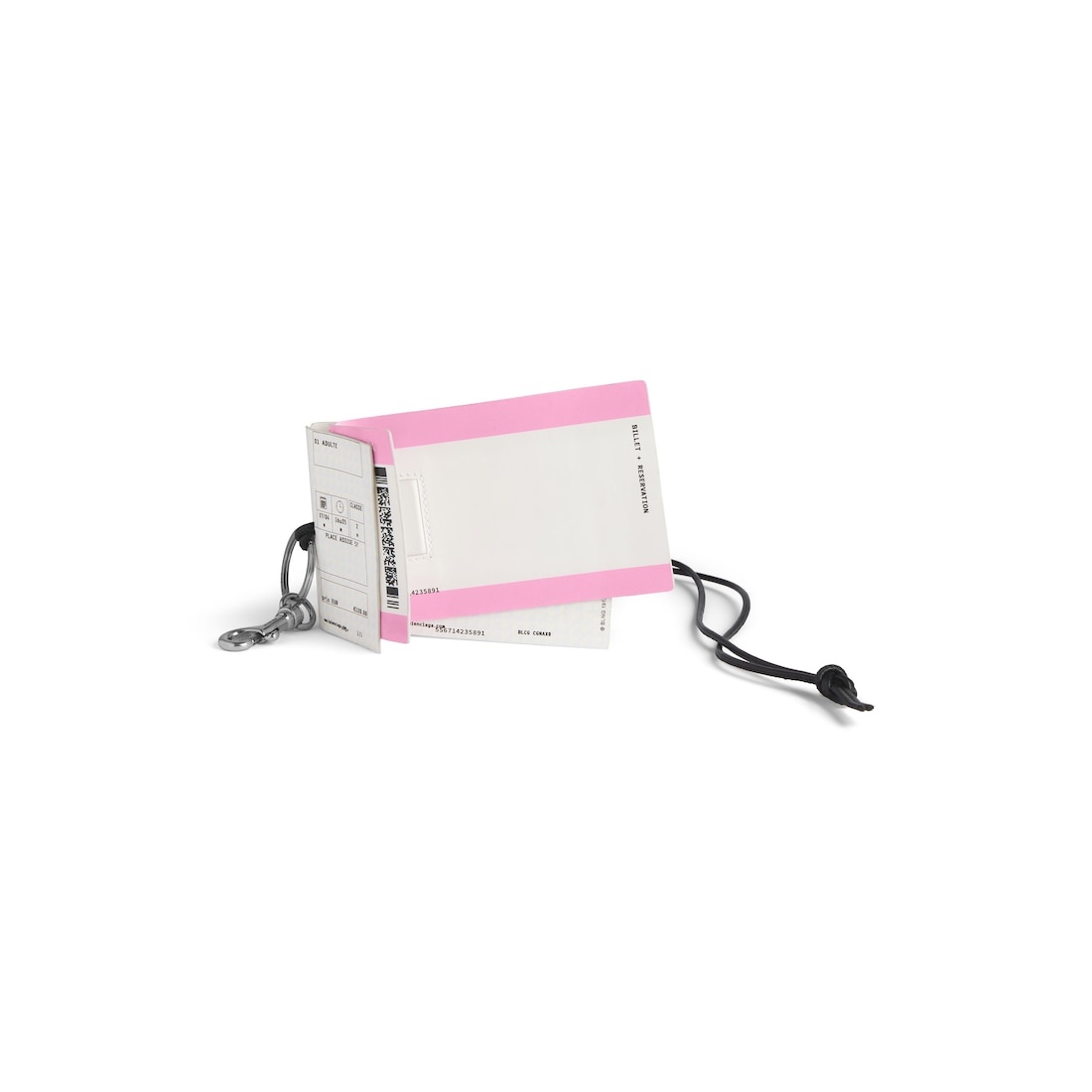 Charm/keychain Train Ticket  in White/black/pink - 3