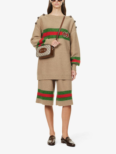GUCCI Striped boat-neck relaxed-fit wool-blend jumper outlook