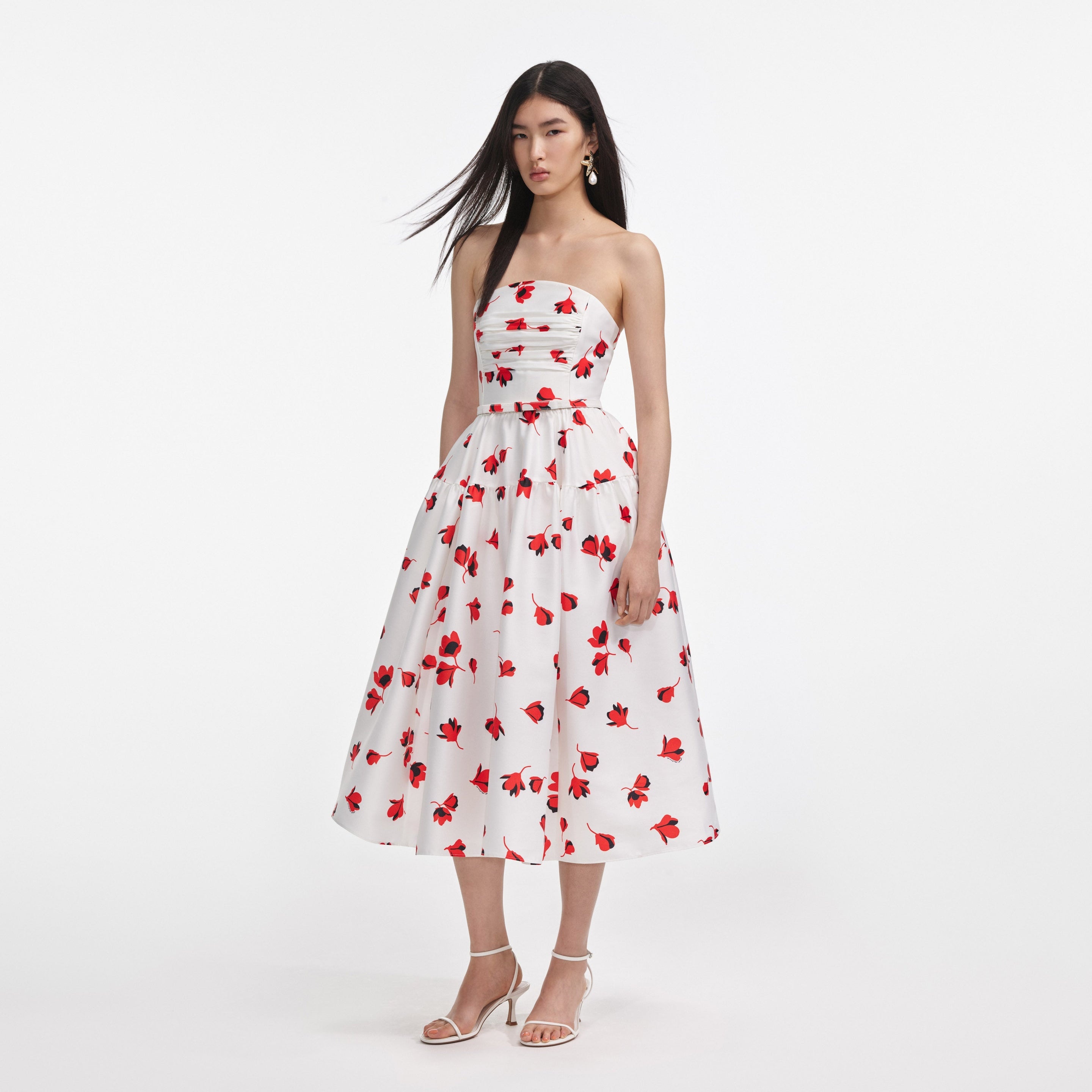 Floral Print Taffeta Midi Dress - 2