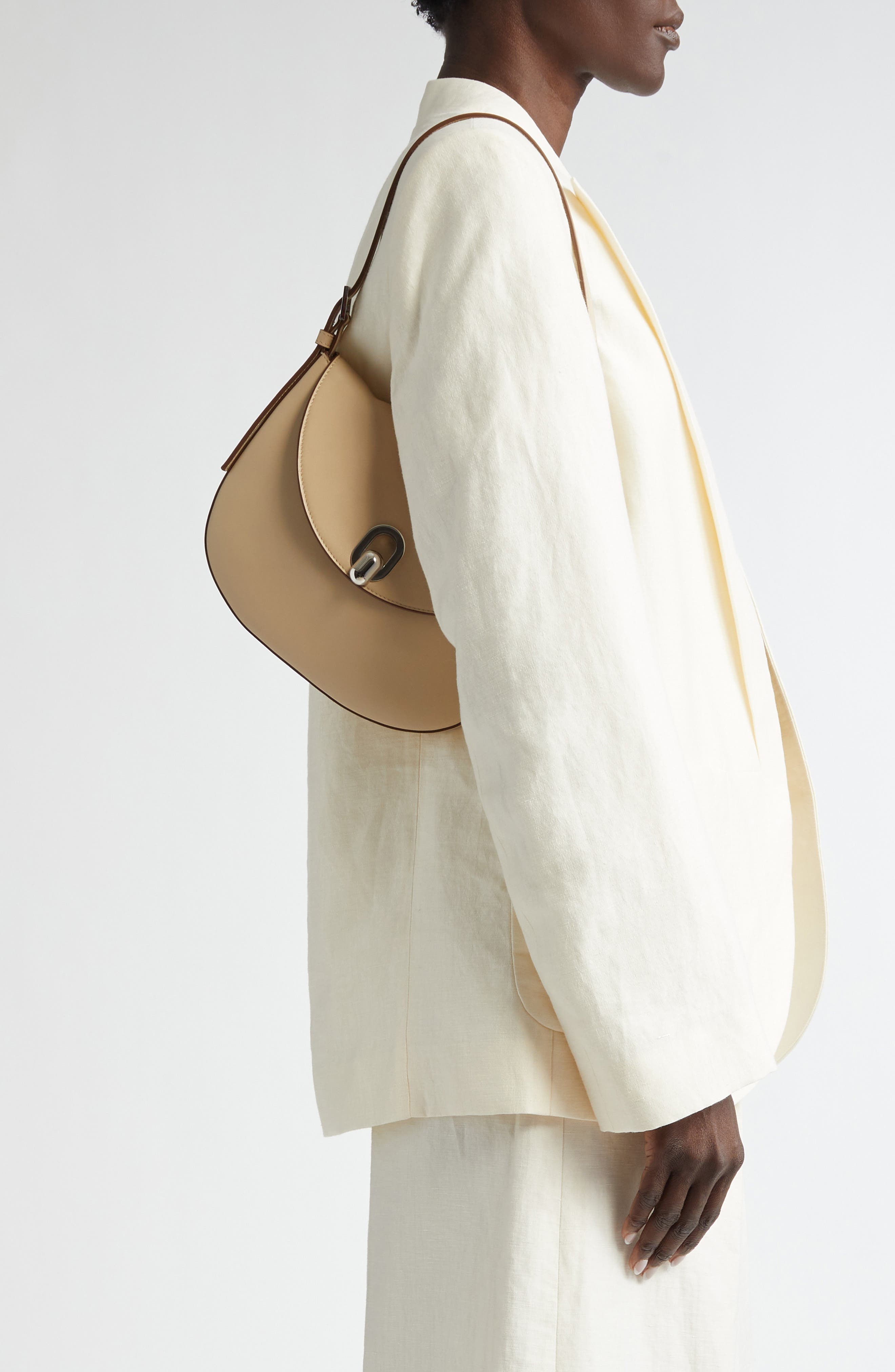 SAVETTE Small Tondo Leather Hobo Bag in Bone at Nordstrom - 2