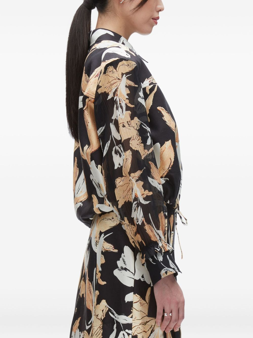 floral-print drawstring shirt - 5