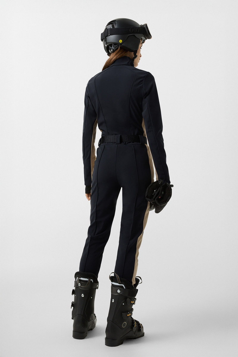 Bond softshell ski overall in Black/beige 3