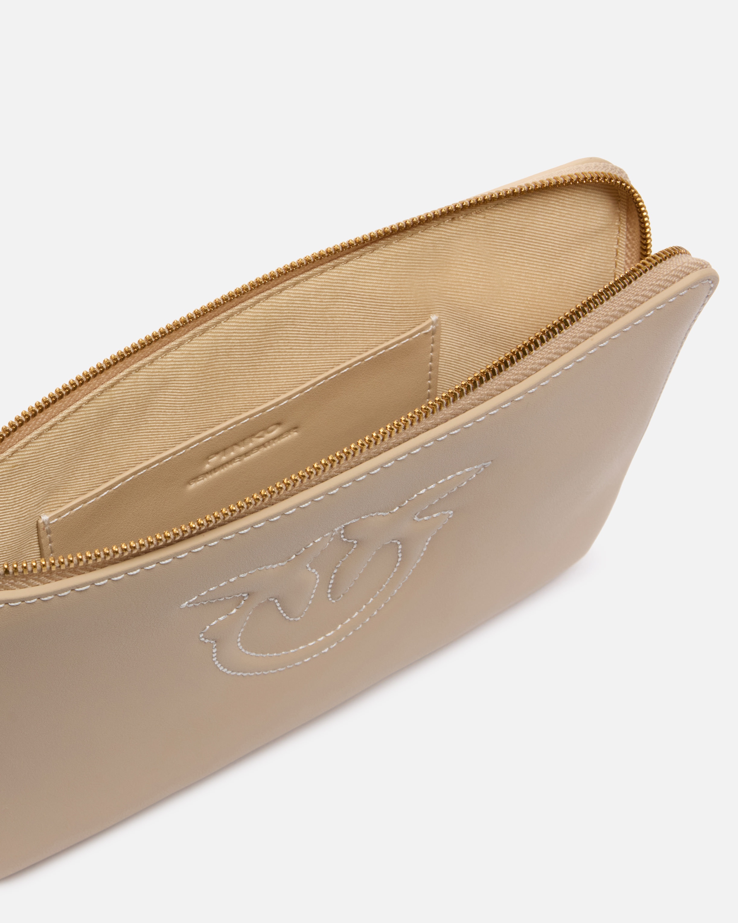 LEATHER CLUTCH WITH WRISTLET AND BIRDS LOGO - 4