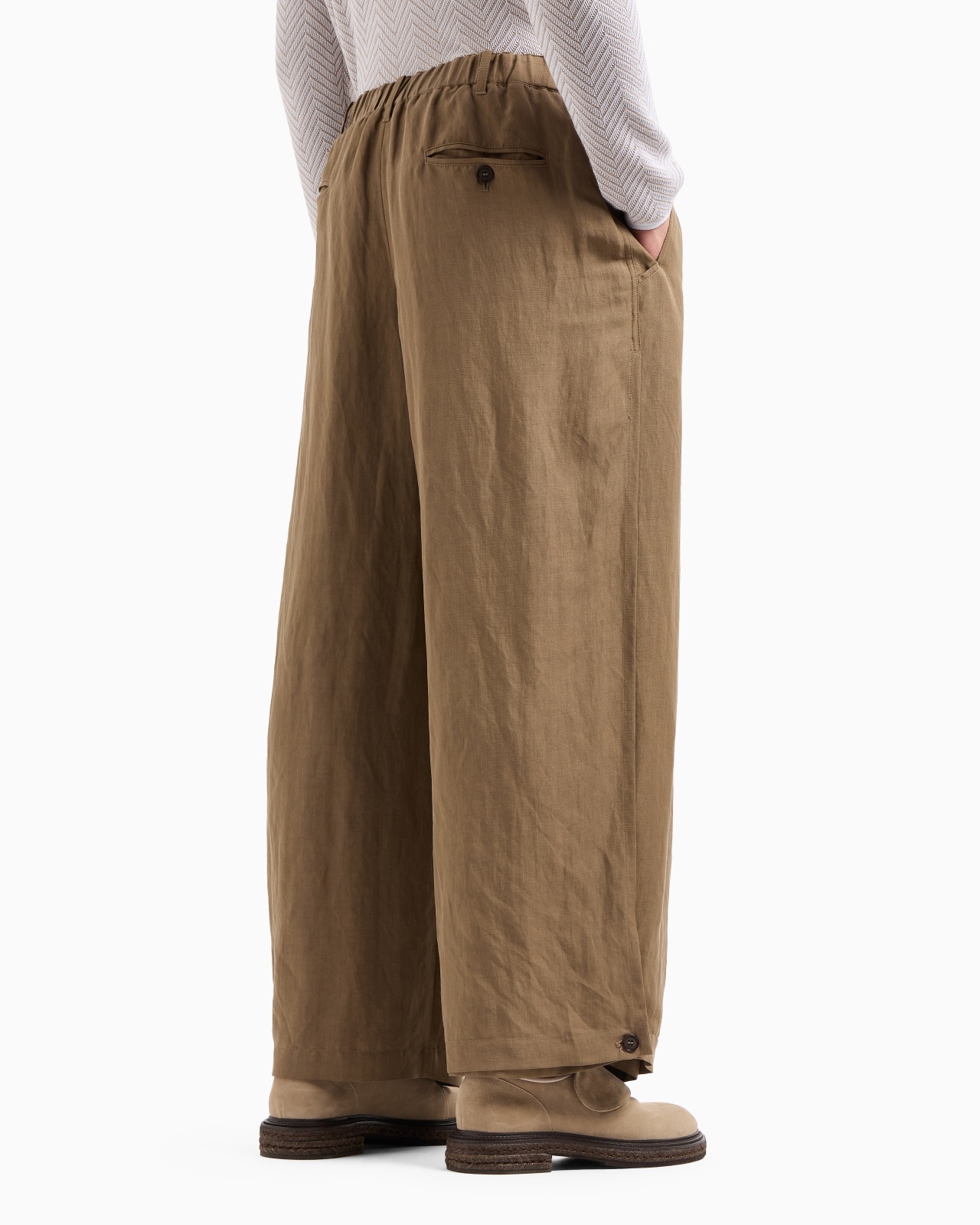 LINEN AND SILK WIDE TROUSERS - 3