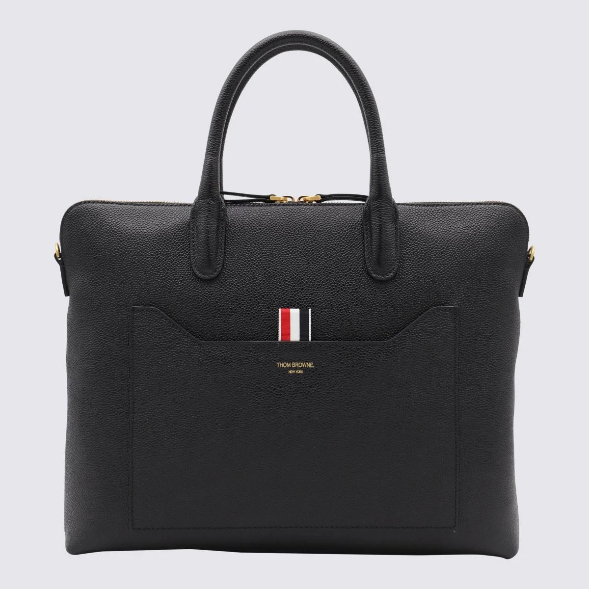 Thom Browne Black Leather Top Handle Bag - 1