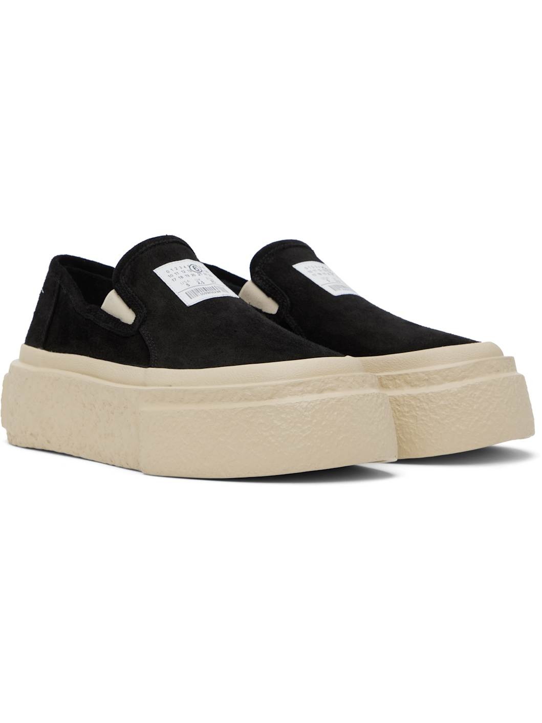 Black Suede Platform Slip-On Sneakers - 4