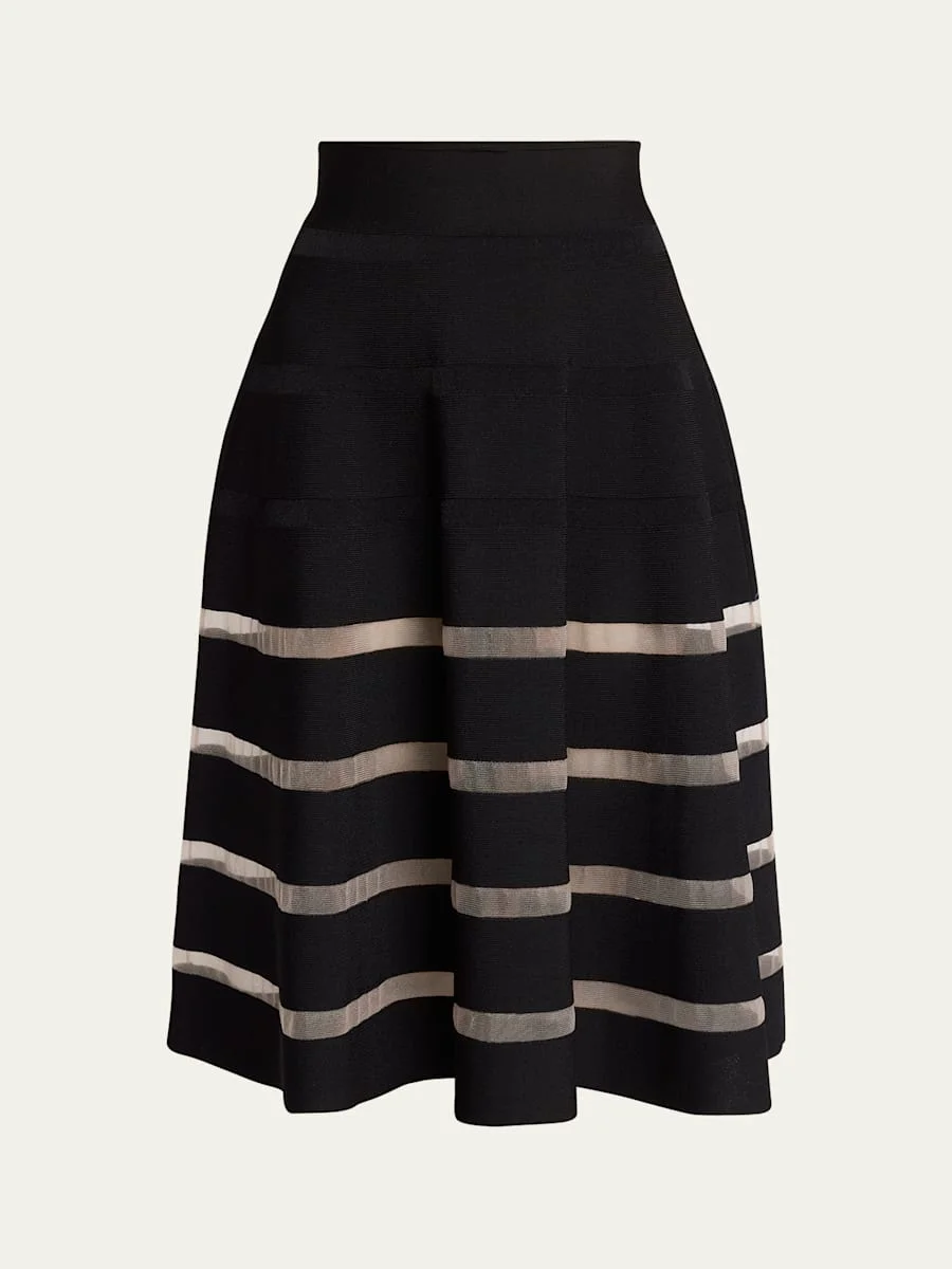 Sheer Striped Midi Skirt - 1
