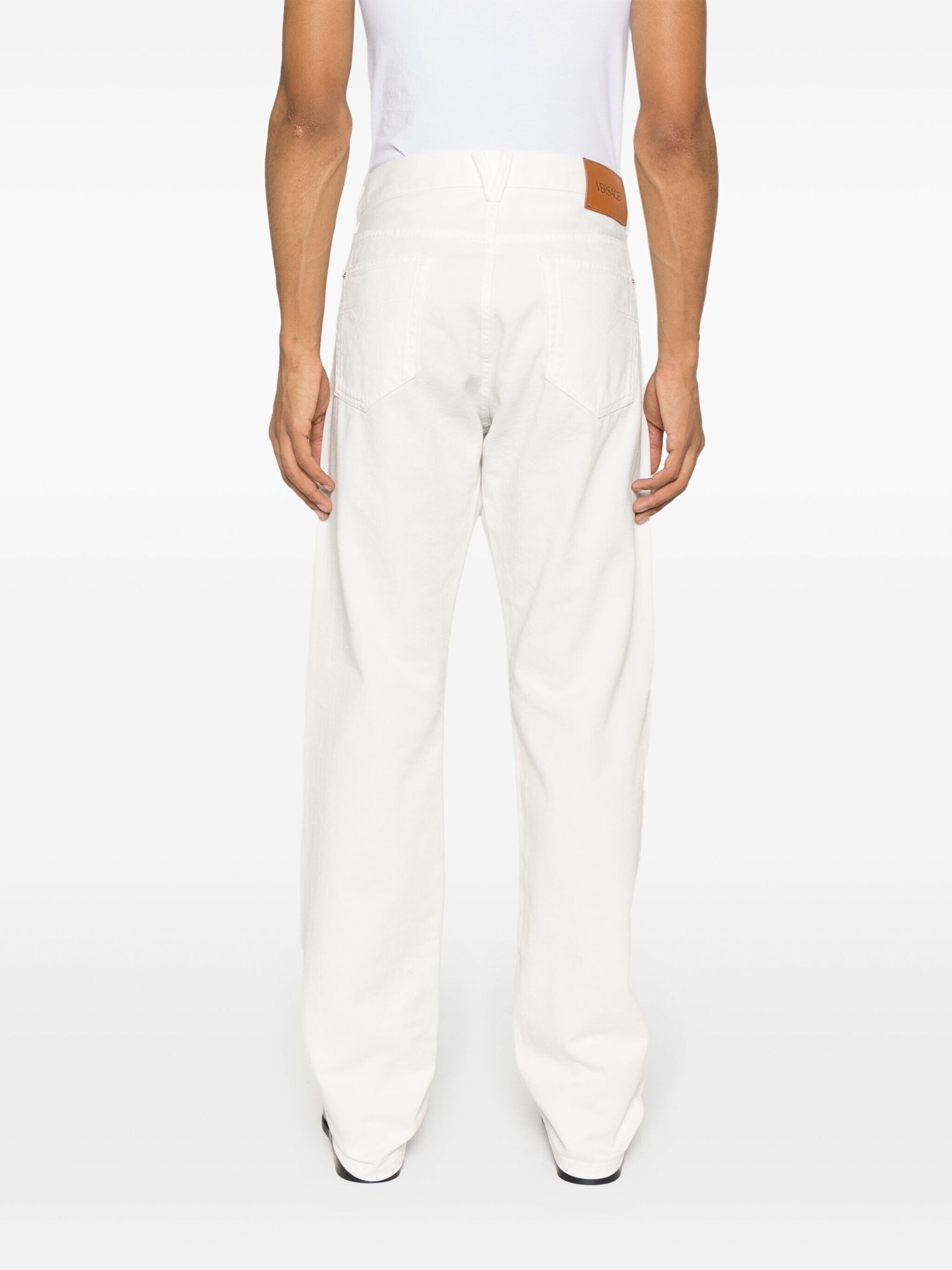 White Mid-Rise Straight Jeans - 4