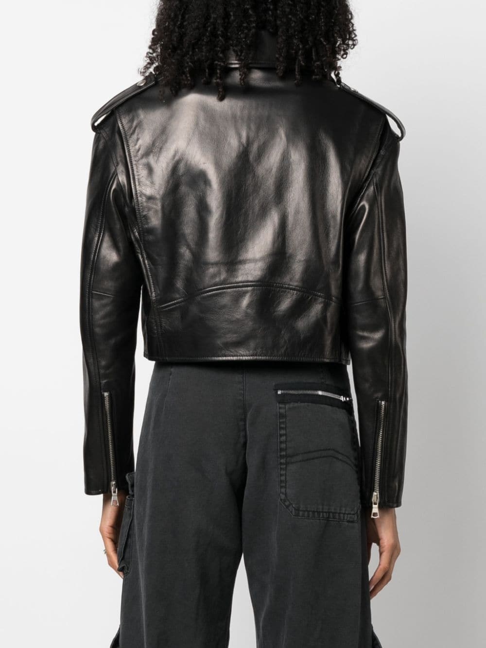zip-up leather jacket - 4