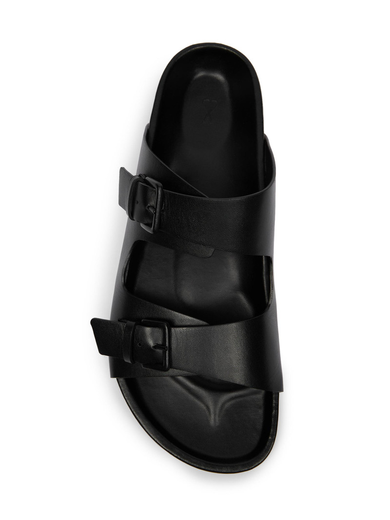 Men's Double Buckle Leather Sandals - Noir 3