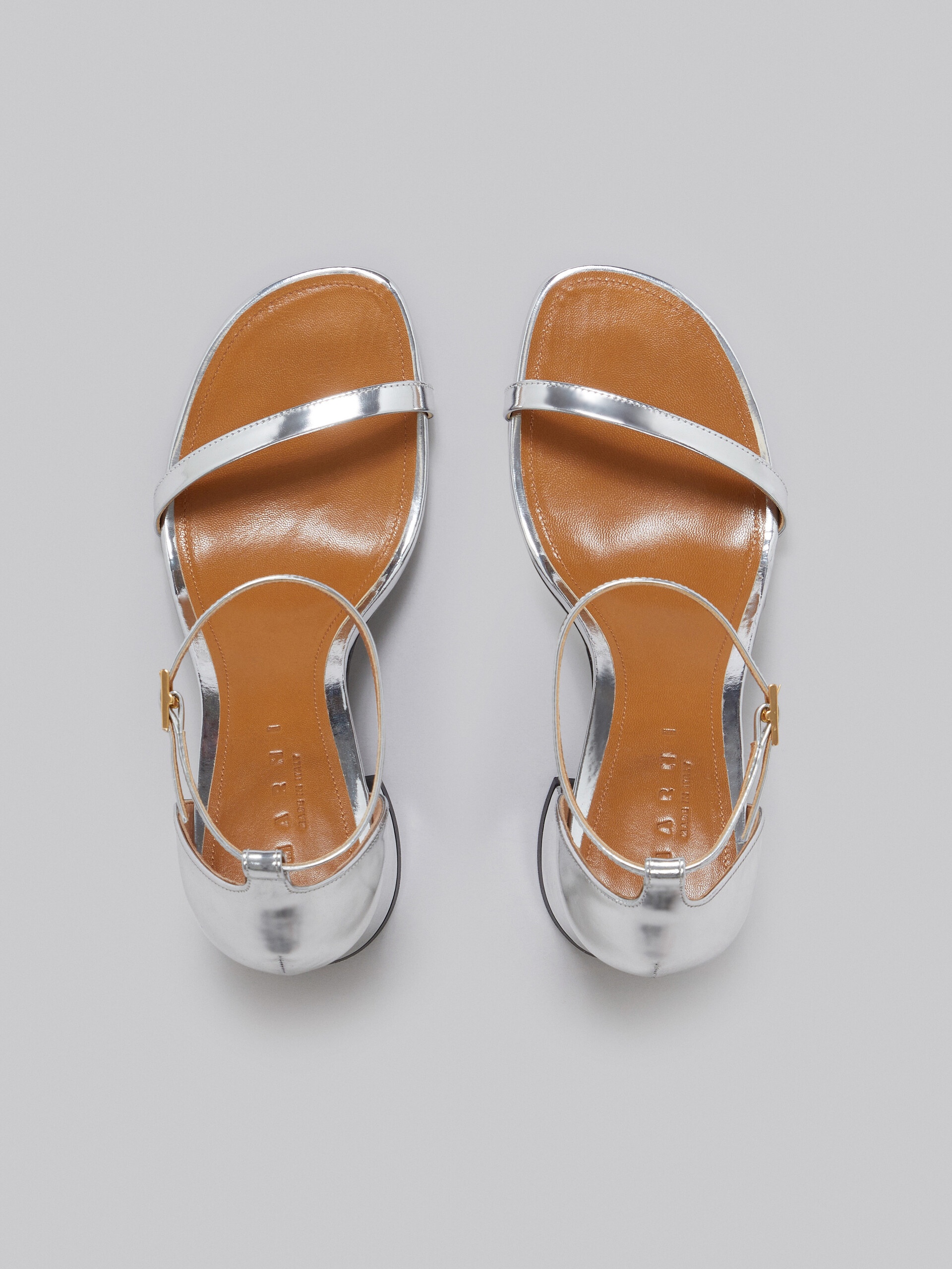 SILVER MIRRORED LEATHER SANDAL - 4